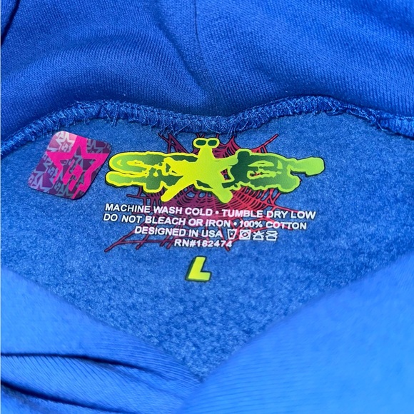 Spider Worldwide X Young Thug Sp5der TC Blue Hoodie Men’s Size Large - Picture 2 of 4